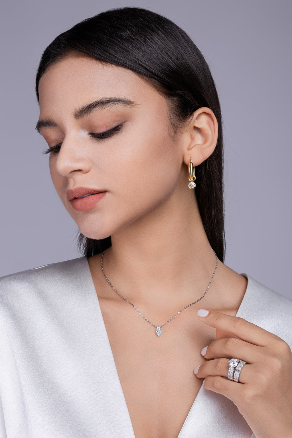 Aurelia Moissanite Marquise Pendant Necklace in Sterling Silver