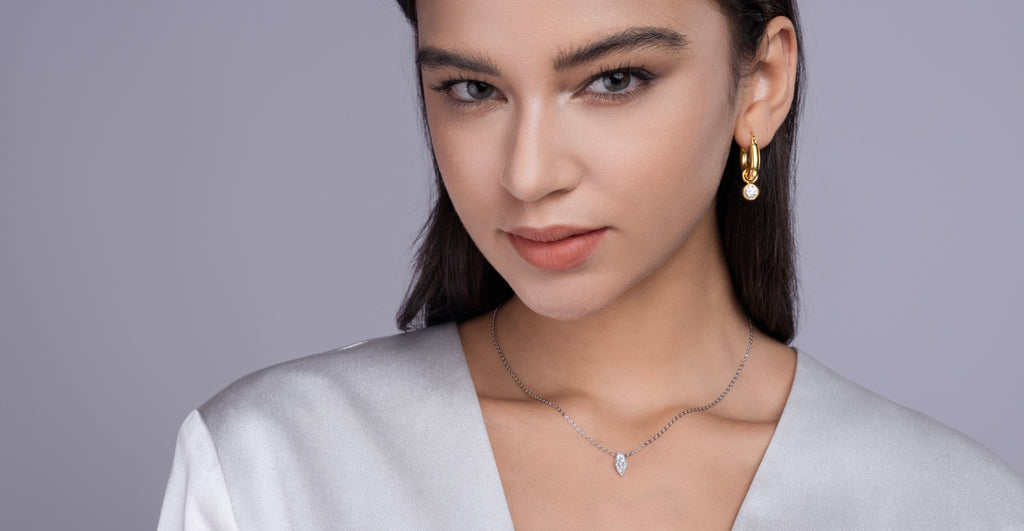 Aurelia Moissanite Marquise Pendant Necklace in Sterling Silver