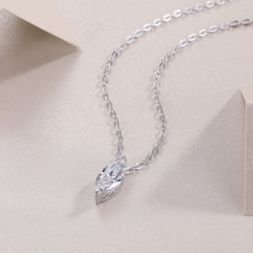 Aurelia Moissanite Marquise Pendant Necklace in Sterling Silver