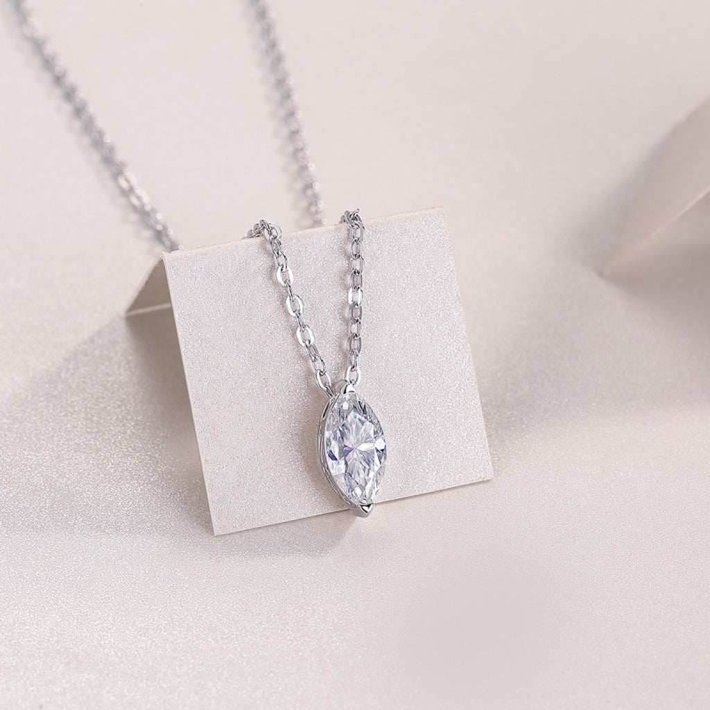 Aurelia Moissanite Marquise Pendant Necklace in Sterling Silver