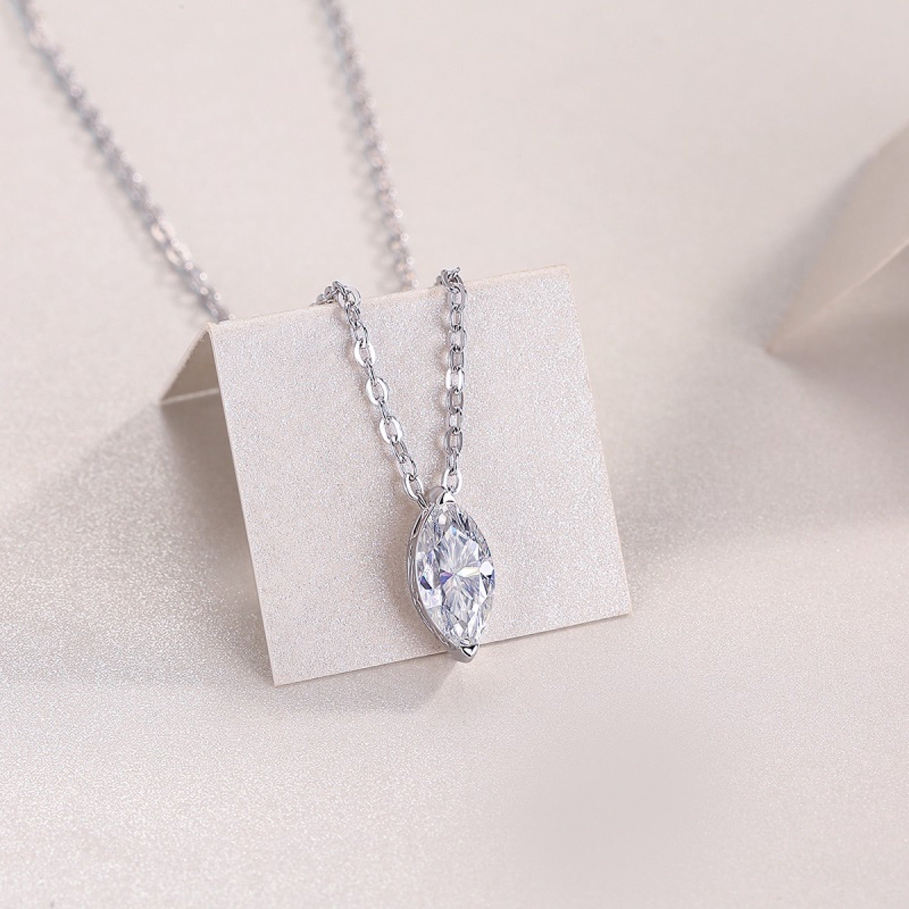 Aurelia Moissanite Marquise Pendant Necklace in Sterling Silver