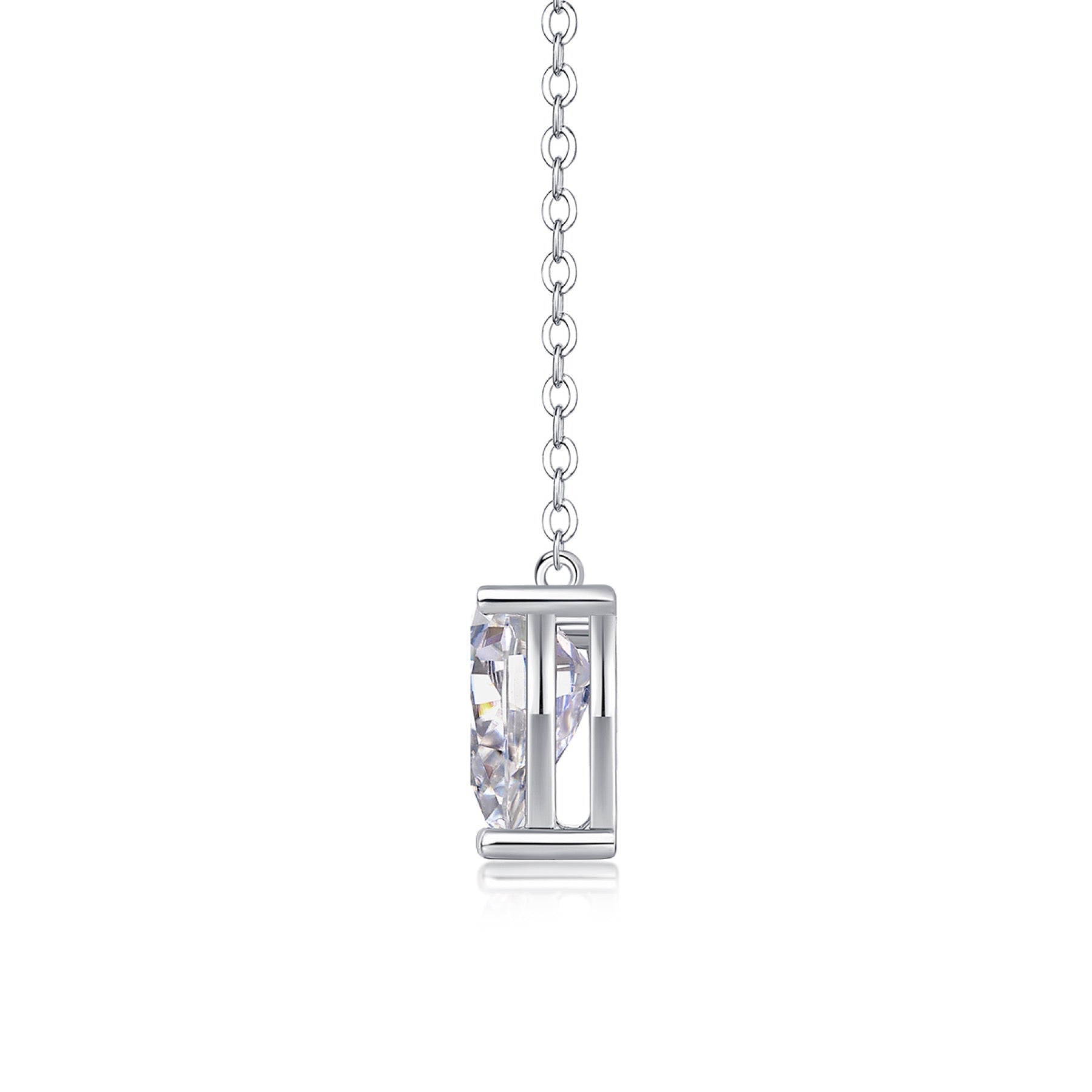 Goutte Moissanite Pear Pendant Necklace in Sterling Silver