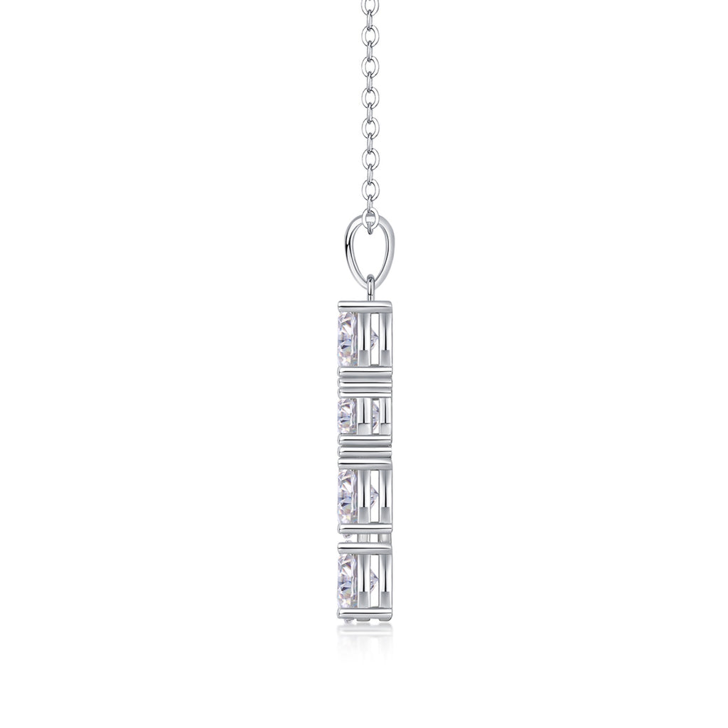 Guiding Light Moissanite Cross Necklace in Sterling Silver