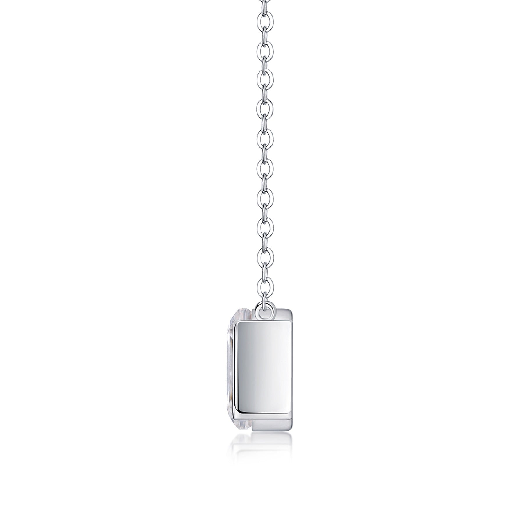 Monolith Moissanite Emerald-Cut Pendant Necklace in Sterling Silver