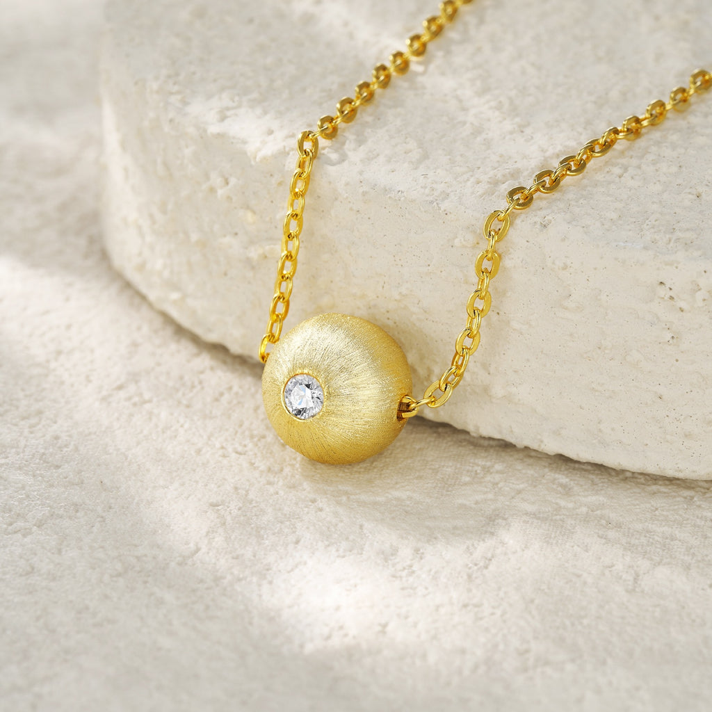 Fortune Moissanite Disc Pendant Necklace in Gold-Tone Sterling Silver