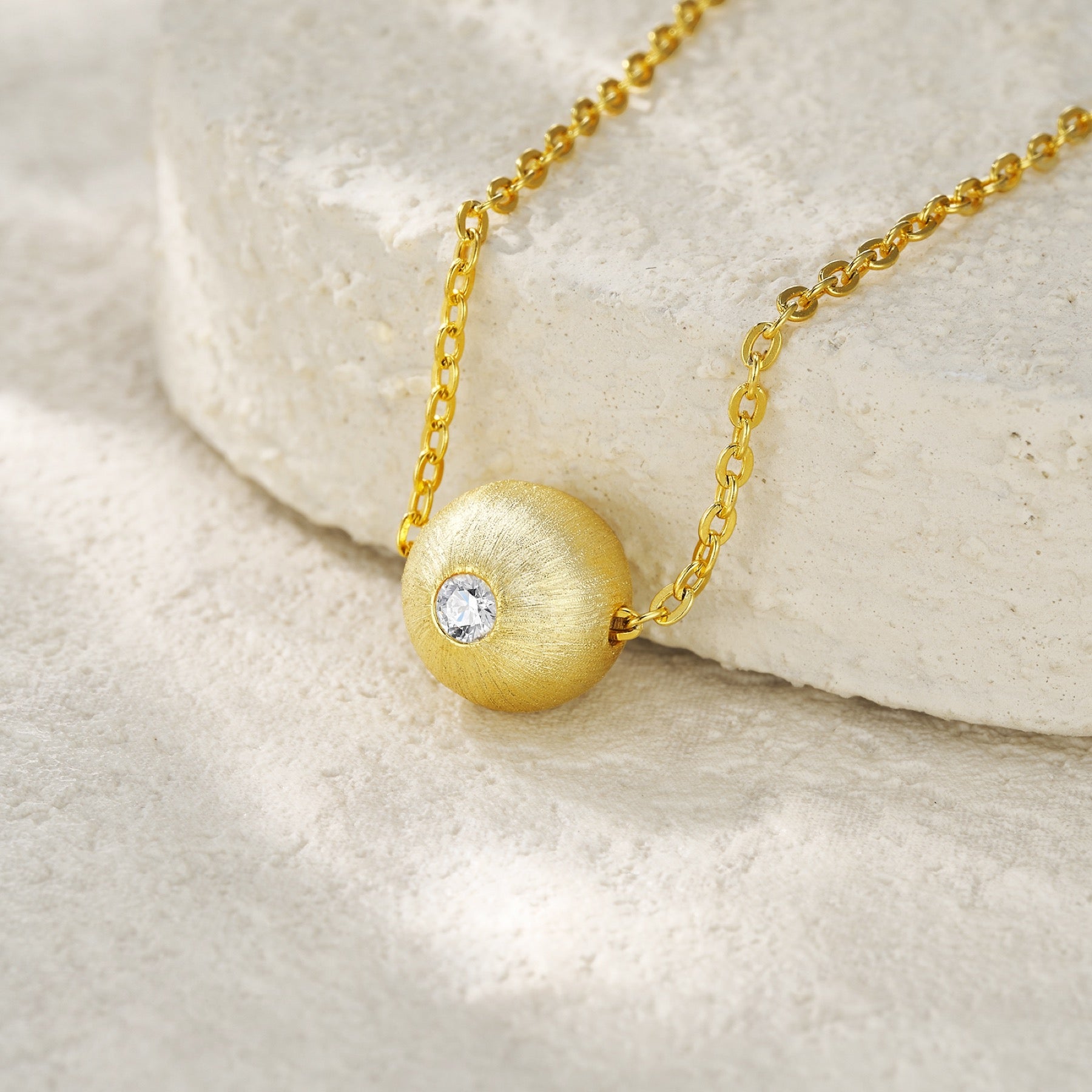 Fortune Moissanite Disc Pendant Necklace in Gold-Tone Sterling Silver