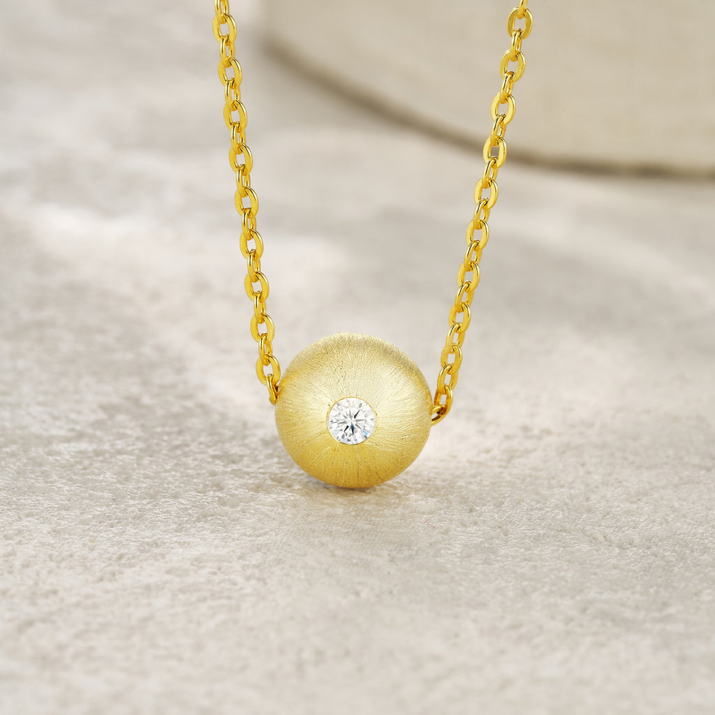 Fortune Moissanite Disc Pendant Necklace in Gold-Tone Sterling Silver