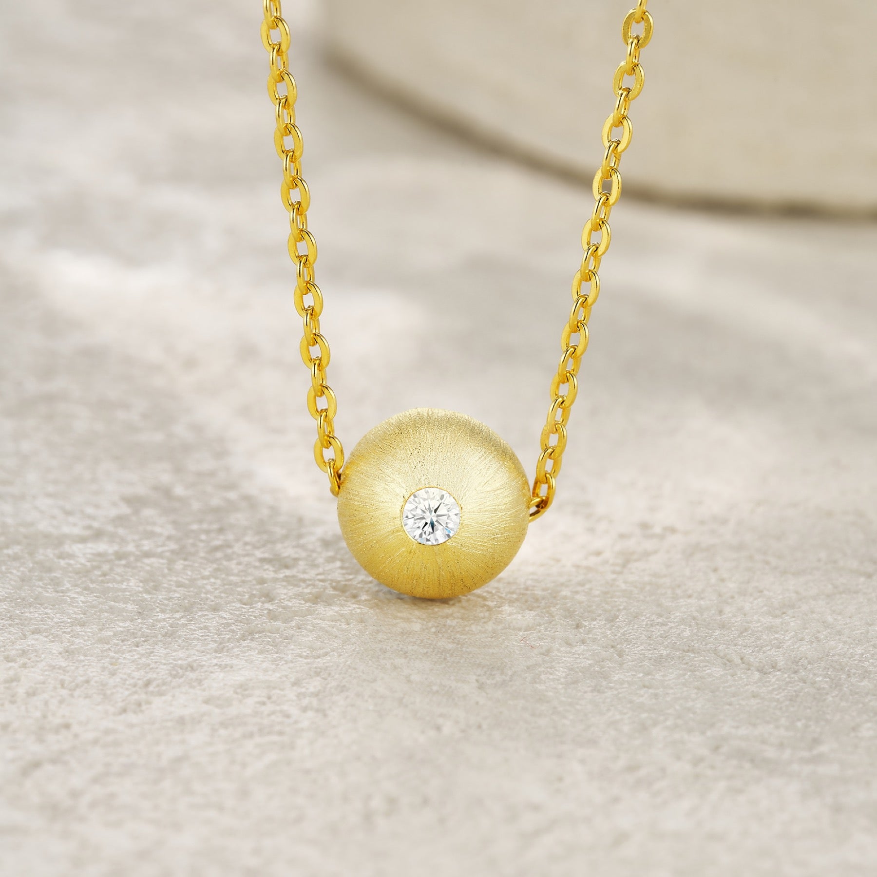 Fortune Moissanite Disc Pendant Necklace in Gold-Tone Sterling Silver