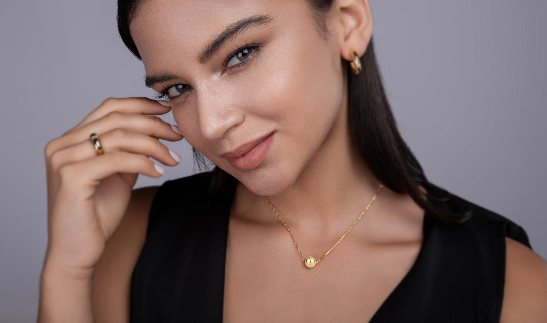 Fortune Moissanite Disc Pendant Necklace in Gold-Tone Sterling Silver