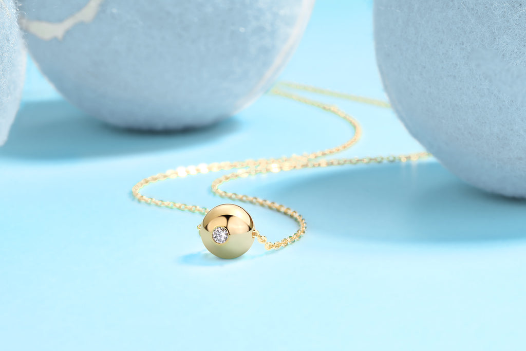 Fortune Moissanite Disc Pendant Necklace in Gold-Tone Sterling Silver
