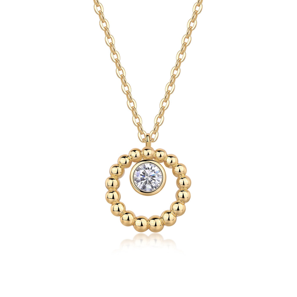 Luna 0.5 Carat Moissanite Circle Pendant Necklace in Gold-Tone Sterling Silver