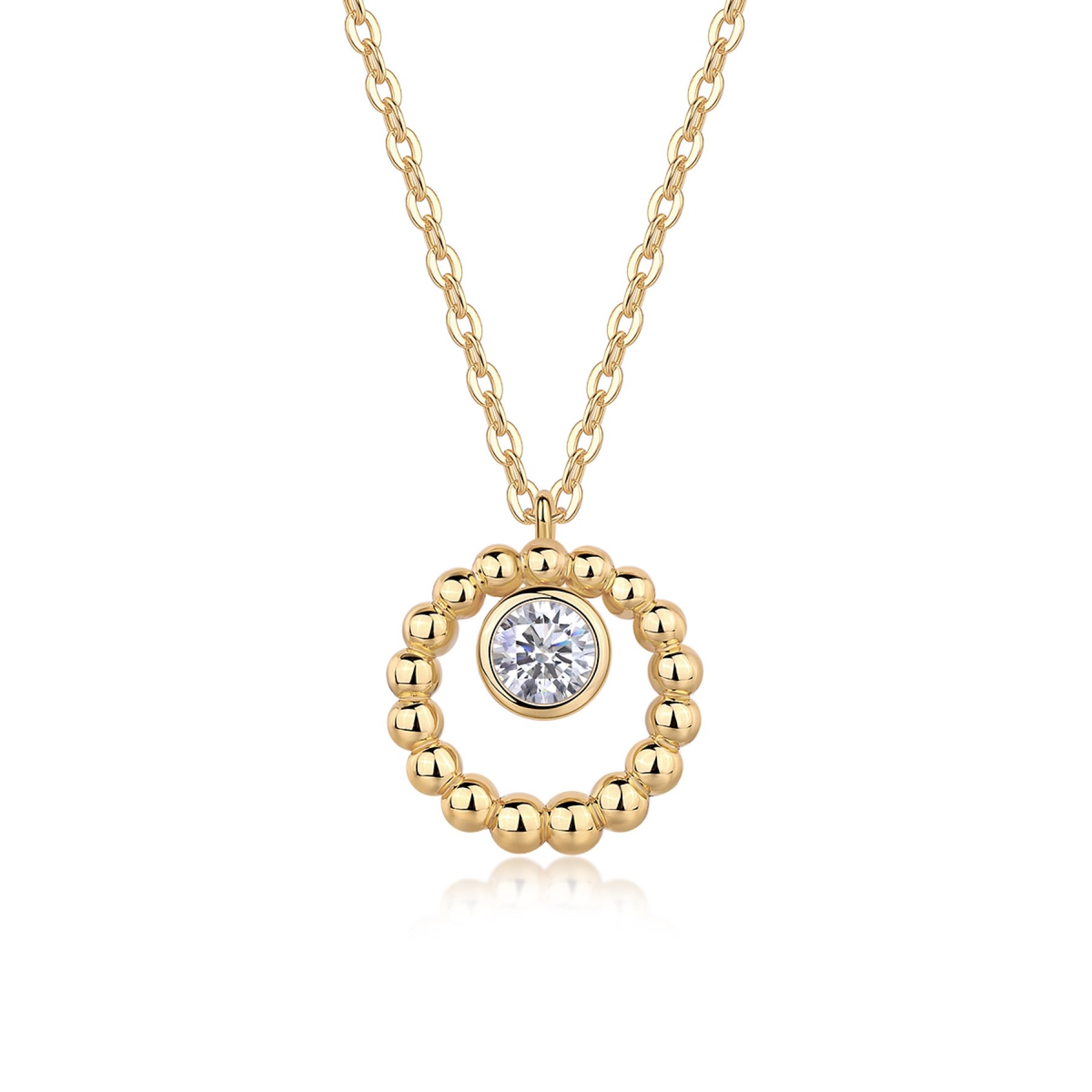 Luna 0.5 Carat Moissanite Circle Pendant Necklace in Gold-Tone Sterling Silver