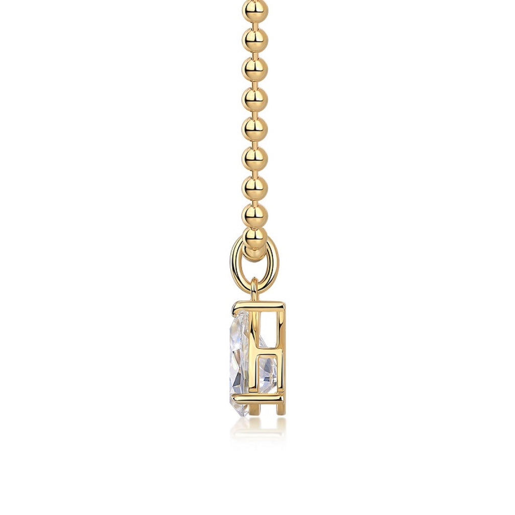 Wishlight Moissanite Pear Pendant Necklace in Gold-Tone Sterling Silver