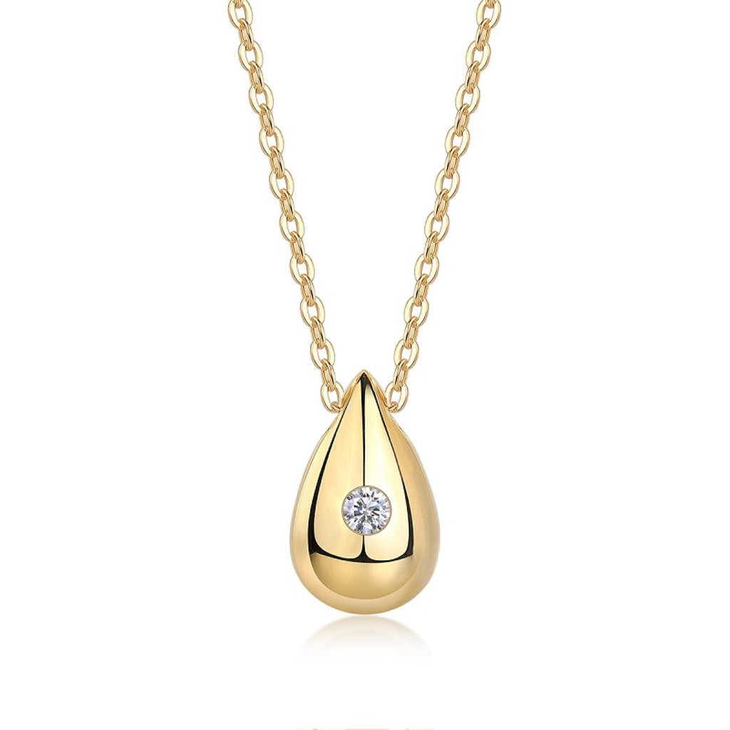Reverie Moissanite Teardrop Pendant Necklace in Gold-Tone Sterling Silver