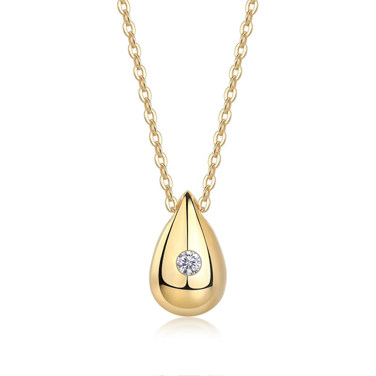 Reverie Moissanite Teardrop Pendant Necklace in Gold-Tone Sterling Silver
