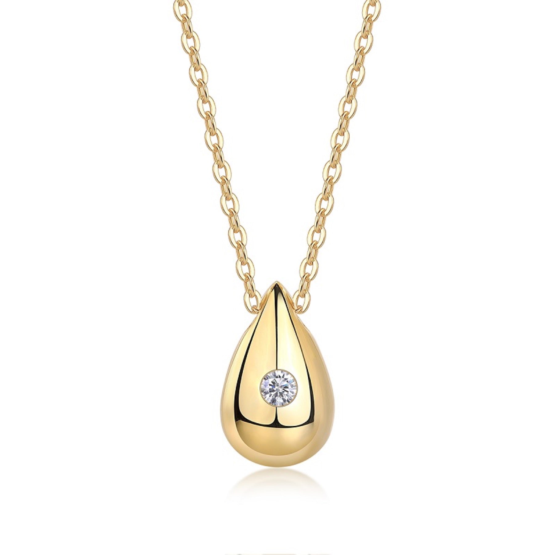 Reverie Moissanite Teardrop Pendant Necklace in Gold-Tone Sterling Silver