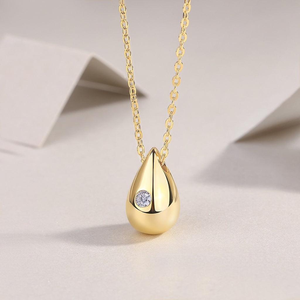Reverie Moissanite Teardrop Pendant Necklace in Gold-Tone Sterling Silver