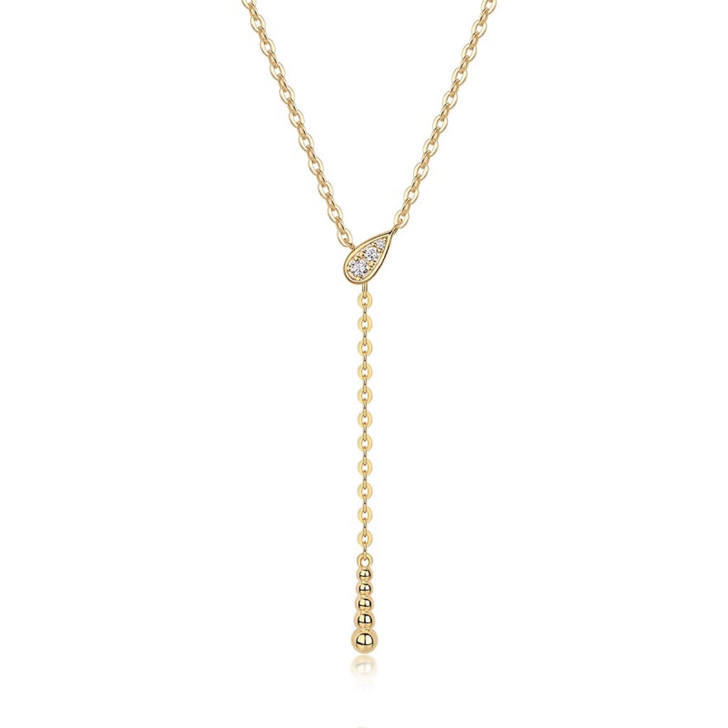 Meridian Moissanite Lariat Necklace in Gold-Tone Sterling Silver
