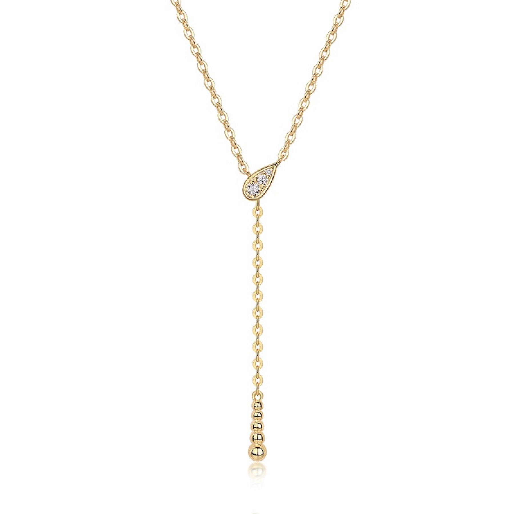 Meridian Moissanite Lariat Necklace in Gold-Tone Sterling Silver