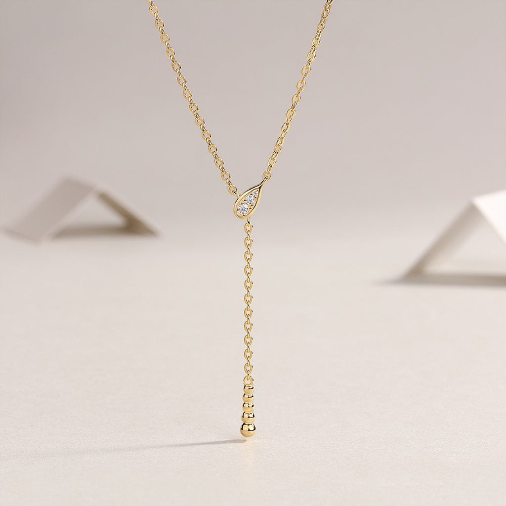 Meridian Moissanite Lariat Necklace in Gold-Tone Sterling Silver
