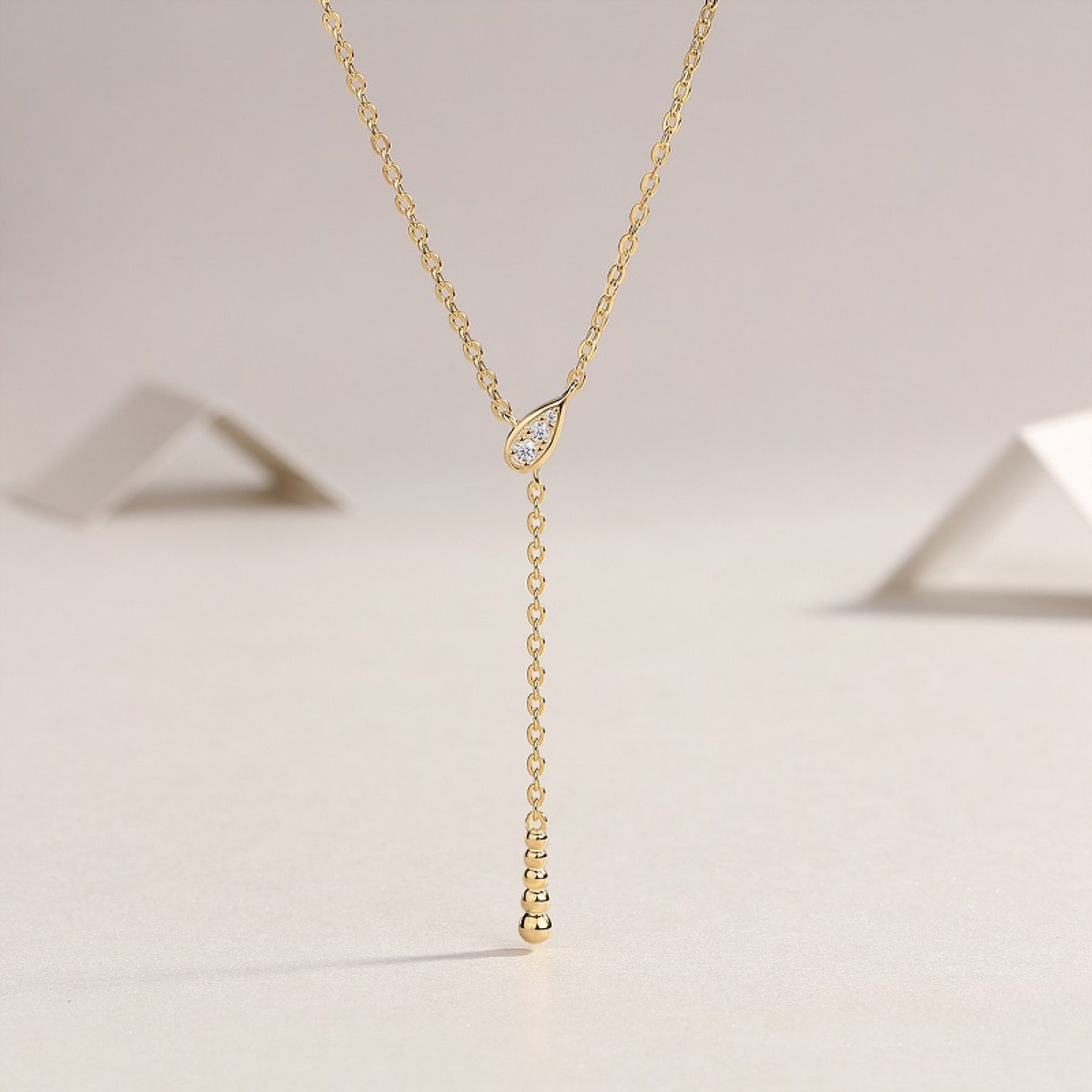 Meridian Moissanite Lariat Necklace in Gold-Tone Sterling Silver