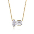 Duet Moissanite Two-Stone Necklace in Gold-Tone Sterling Silver