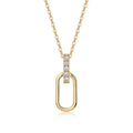 Geo Moissanite Oval Link Pendant Necklace in Gold-Tone Sterling Silver