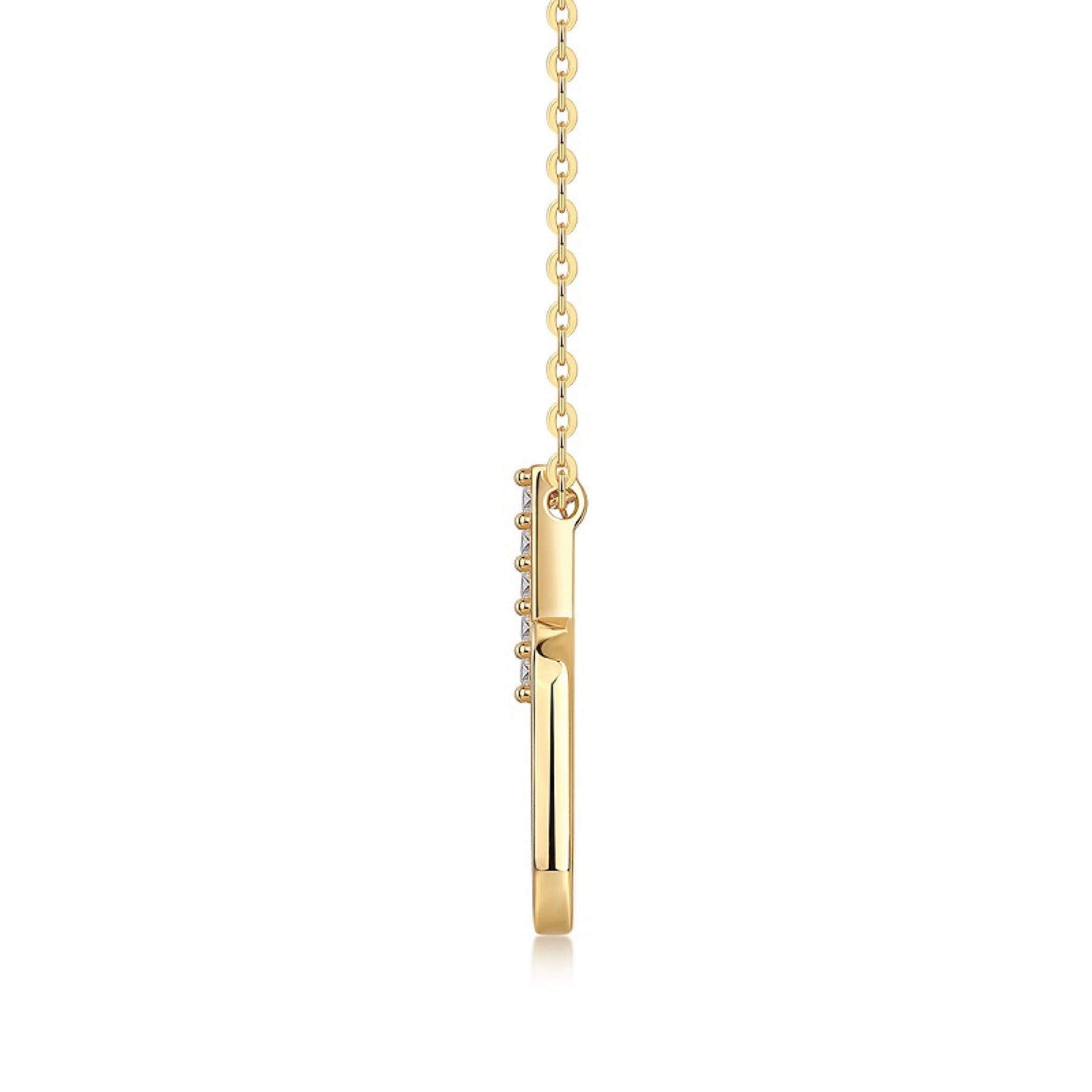 Geo Moissanite Oval Link Pendant Necklace in Gold-Tone Sterling Silver