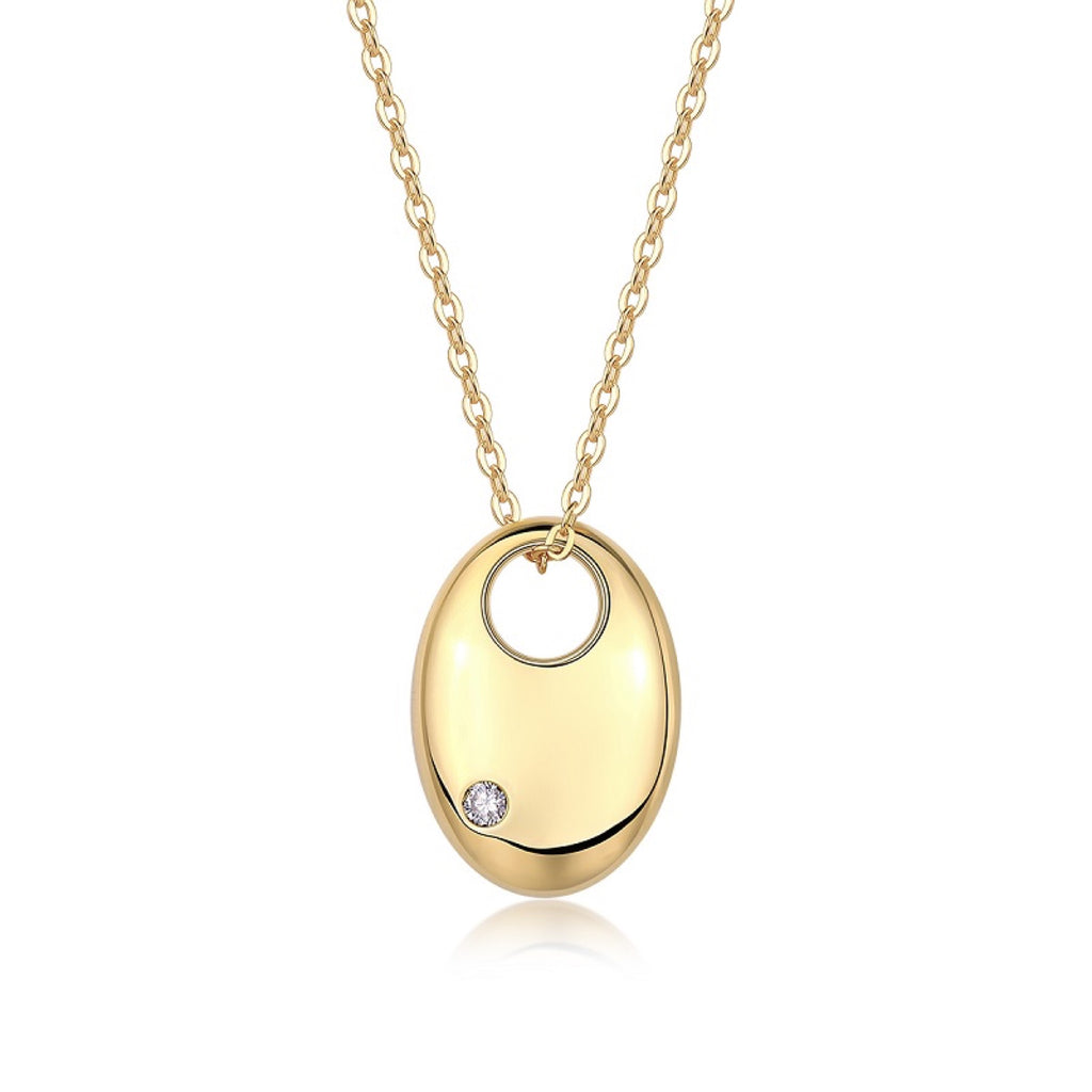 Firstlight Moissanite Oval Pendant Necklace in Gold-Tone Sterling Silver