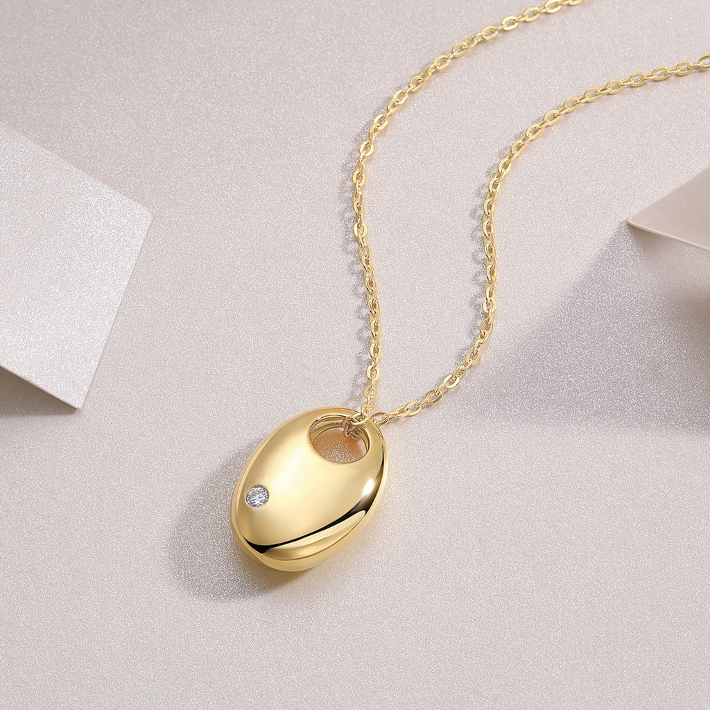 Firstlight Moissanite Oval Pendant Necklace in Gold-Tone Sterling Silver