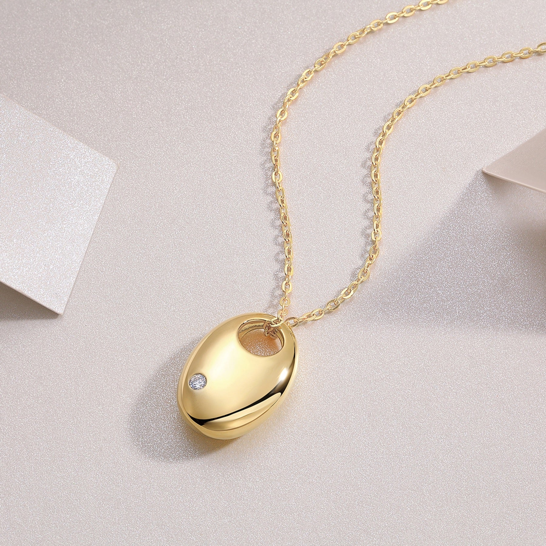 Firstlight Moissanite Oval Pendant Necklace in Gold-Tone Sterling Silver