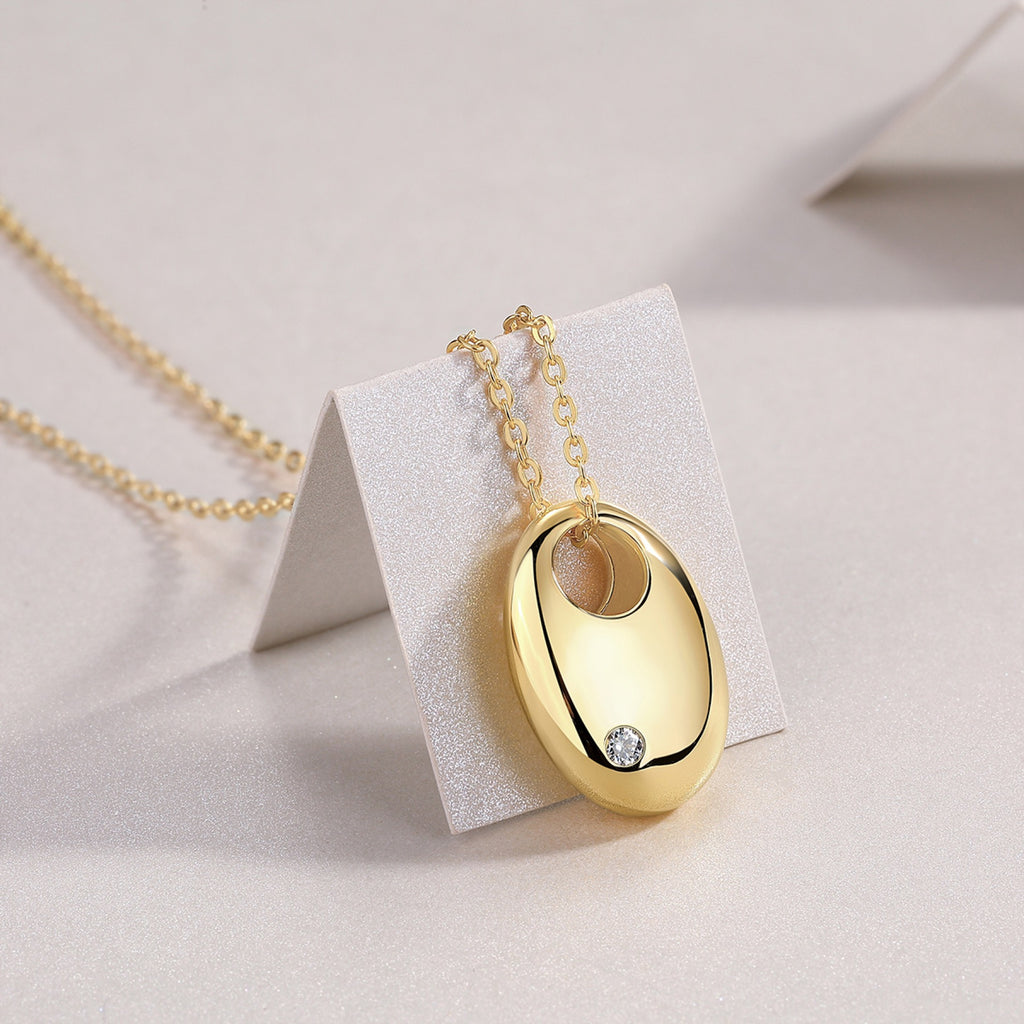 Firstlight Moissanite Oval Pendant Necklace in Gold-Tone Sterling Silver