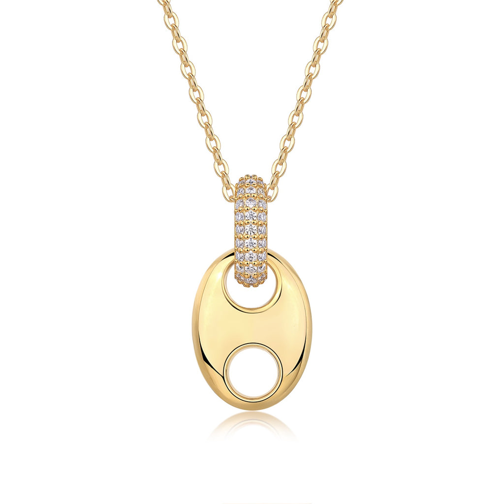 Adrift Moissanite Mariner Link Pendant Necklace in Gold-Tone Sterling Silver
