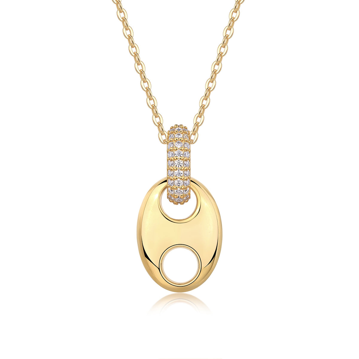 Adrift Moissanite Mariner Link Pendant Necklace in Gold-Tone Sterling Silver