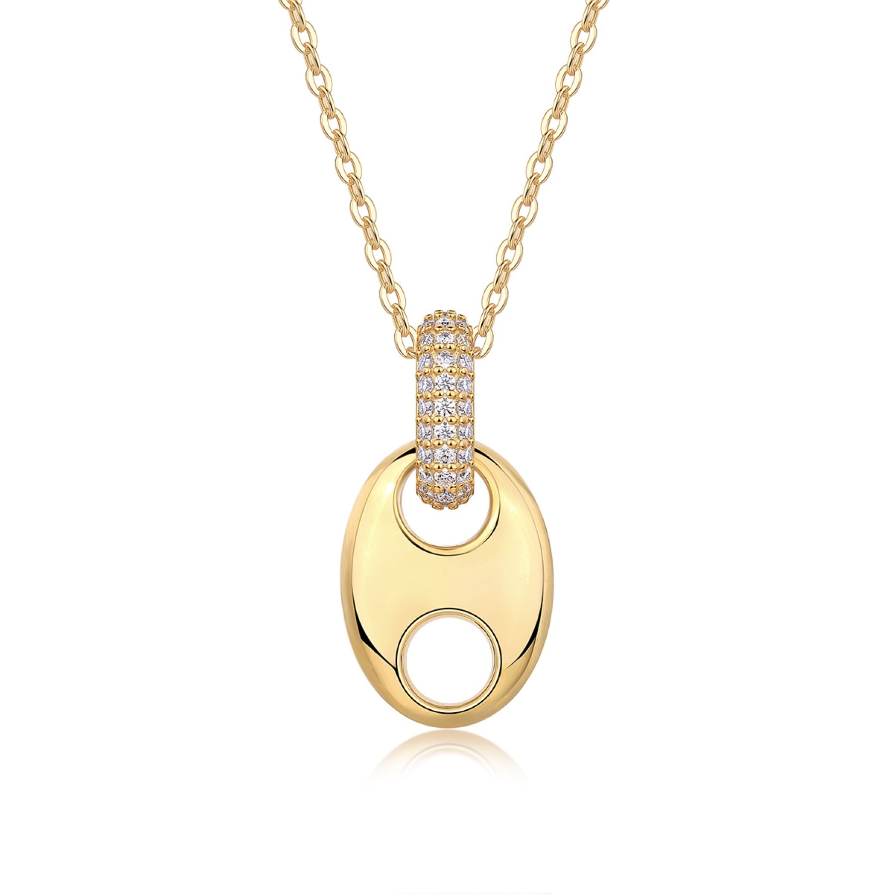 Adrift Moissanite Mariner Link Pendant Necklace in Gold-Tone Sterling Silver