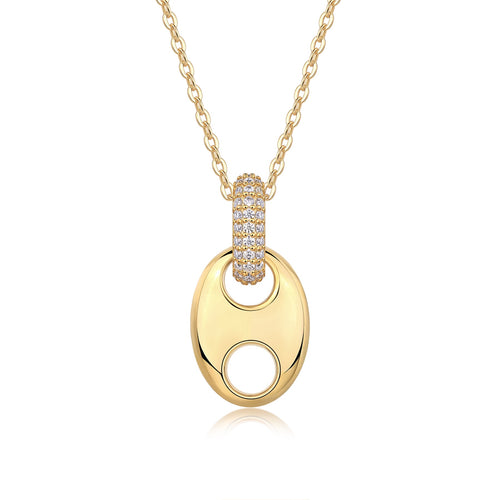 Adrift Moissanite Mariner Link Pendant Necklace in Gold-Tone Sterling Silver