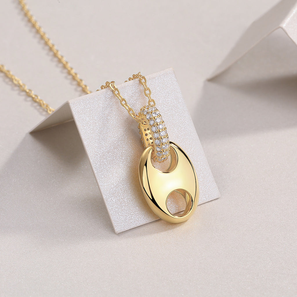 Adrift Moissanite Mariner Link Pendant Necklace in Gold-Tone Sterling Silver