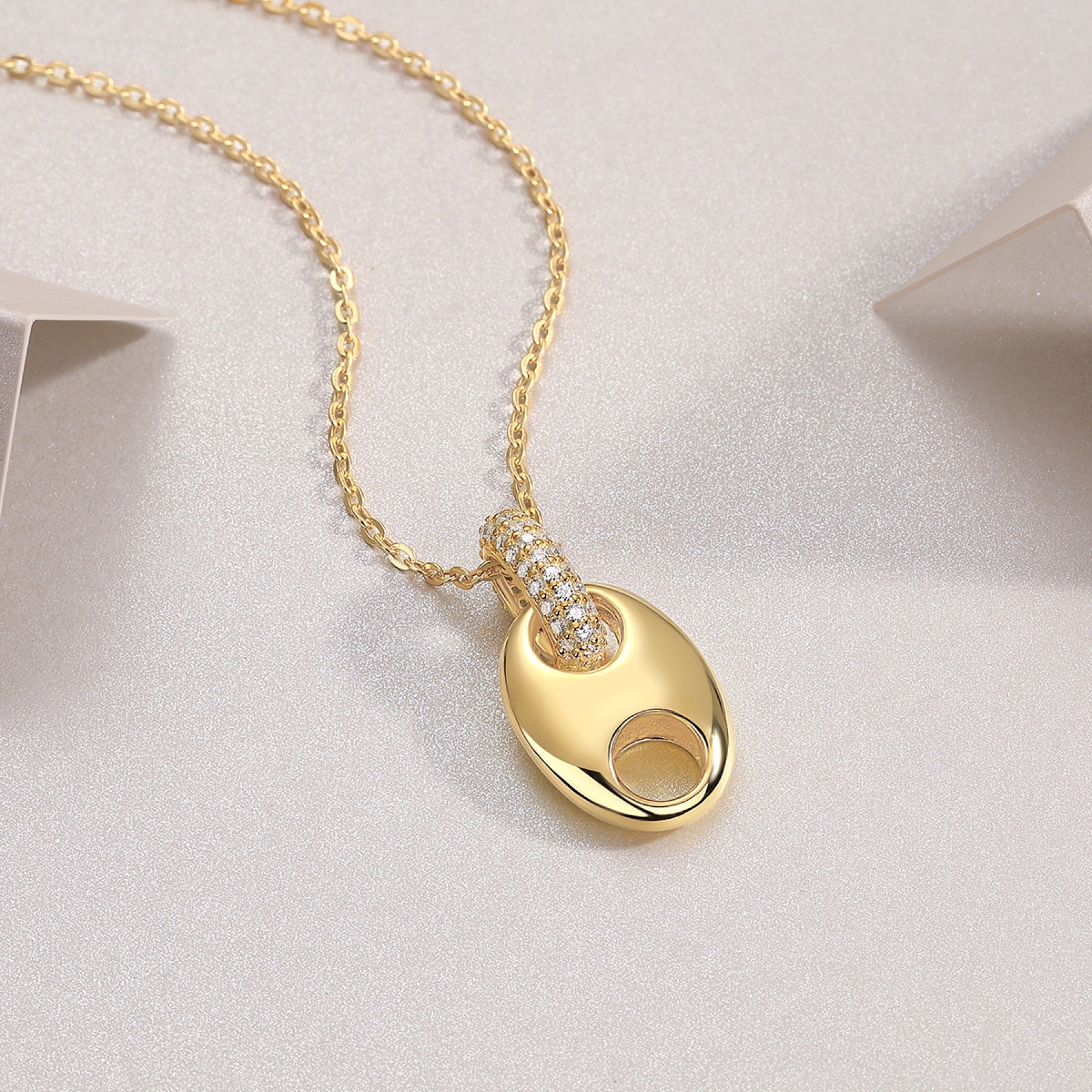 Adrift Moissanite Mariner Link Pendant Necklace in Gold-Tone Sterling Silver