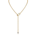 Fringe 1 Carat Moissanite Beaded Lariat Necklace in Gold-Tone Sterling Silver