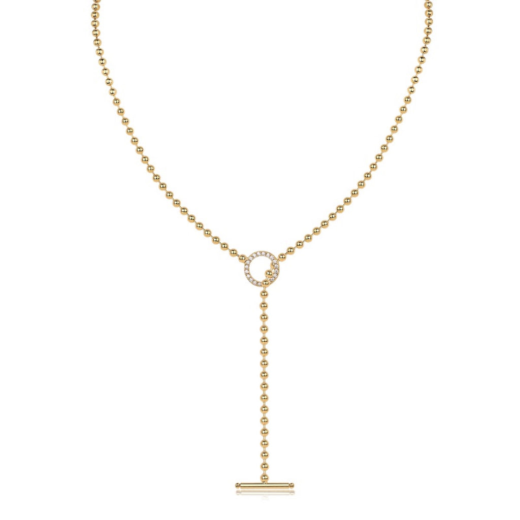 Aria Moissanite Beaded Toggle Necklace in Gold-Tone Sterling Silver