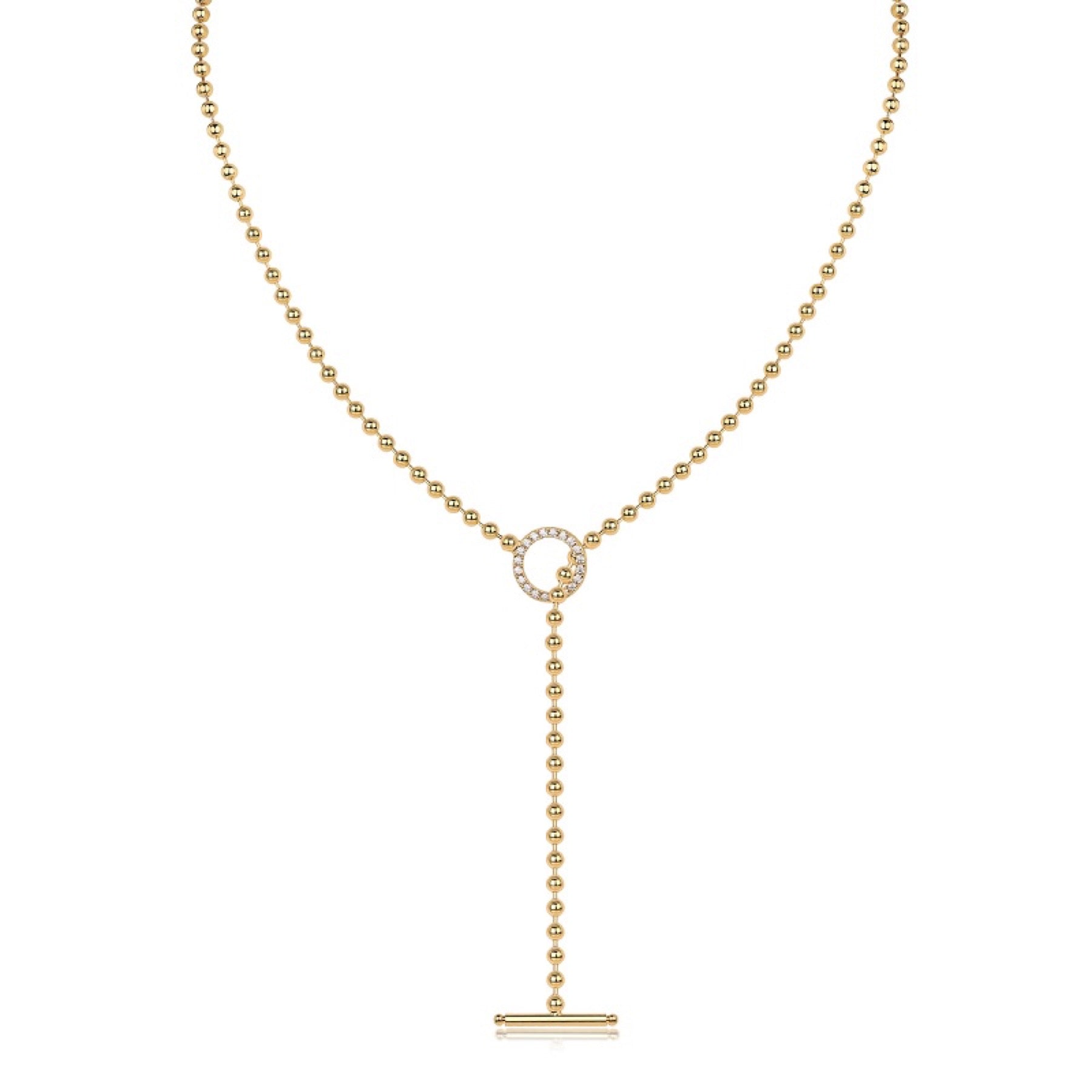 Aria Moissanite Beaded Toggle Necklace in Gold-Tone Sterling Silver