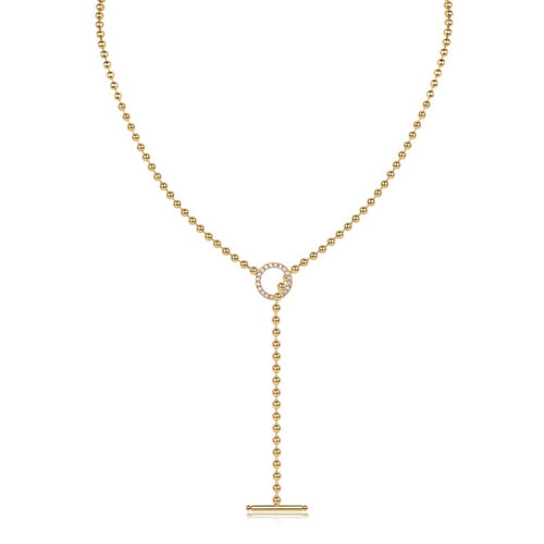 Aria Moissanite Beaded Toggle Necklace in Gold-Tone Sterling Silver