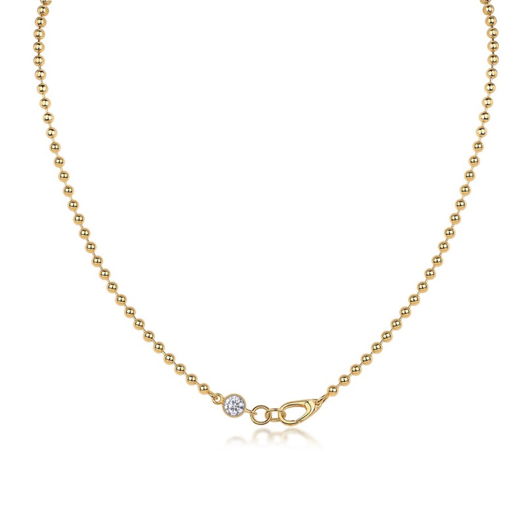 Twine Moissanite Beaded Station Necklace in Gold-Tone Sterling Silver