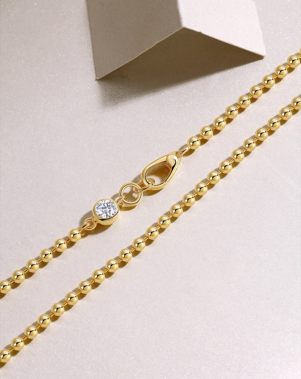 Twine Moissanite Beaded Station Necklace in Gold-Tone Sterling Silver