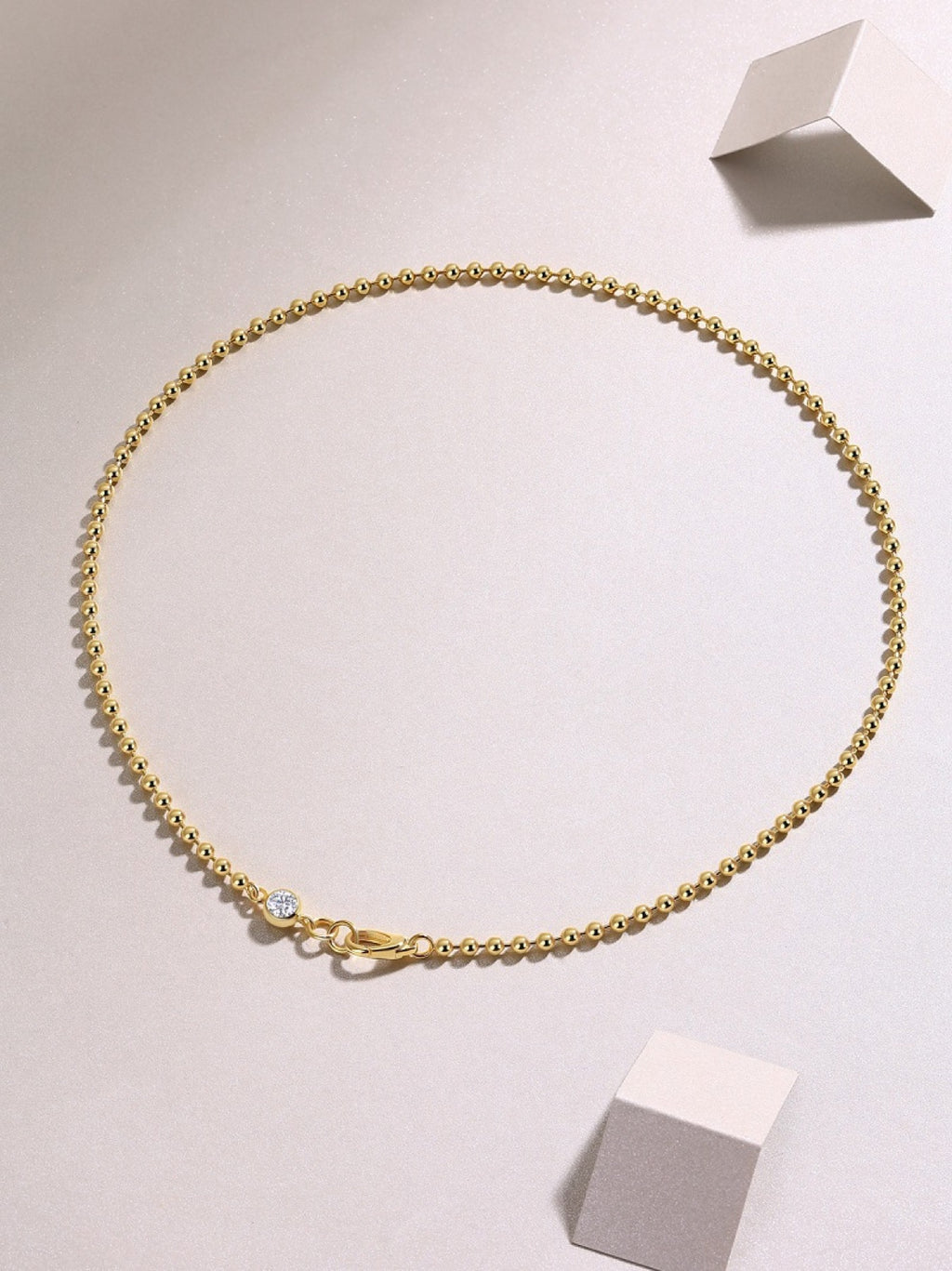 Twine Moissanite Beaded Station Necklace in Gold-Tone Sterling Silver