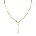 Interlace Moissanite Beaded Lariat Necklace in Gold-Tone Sterling Silver