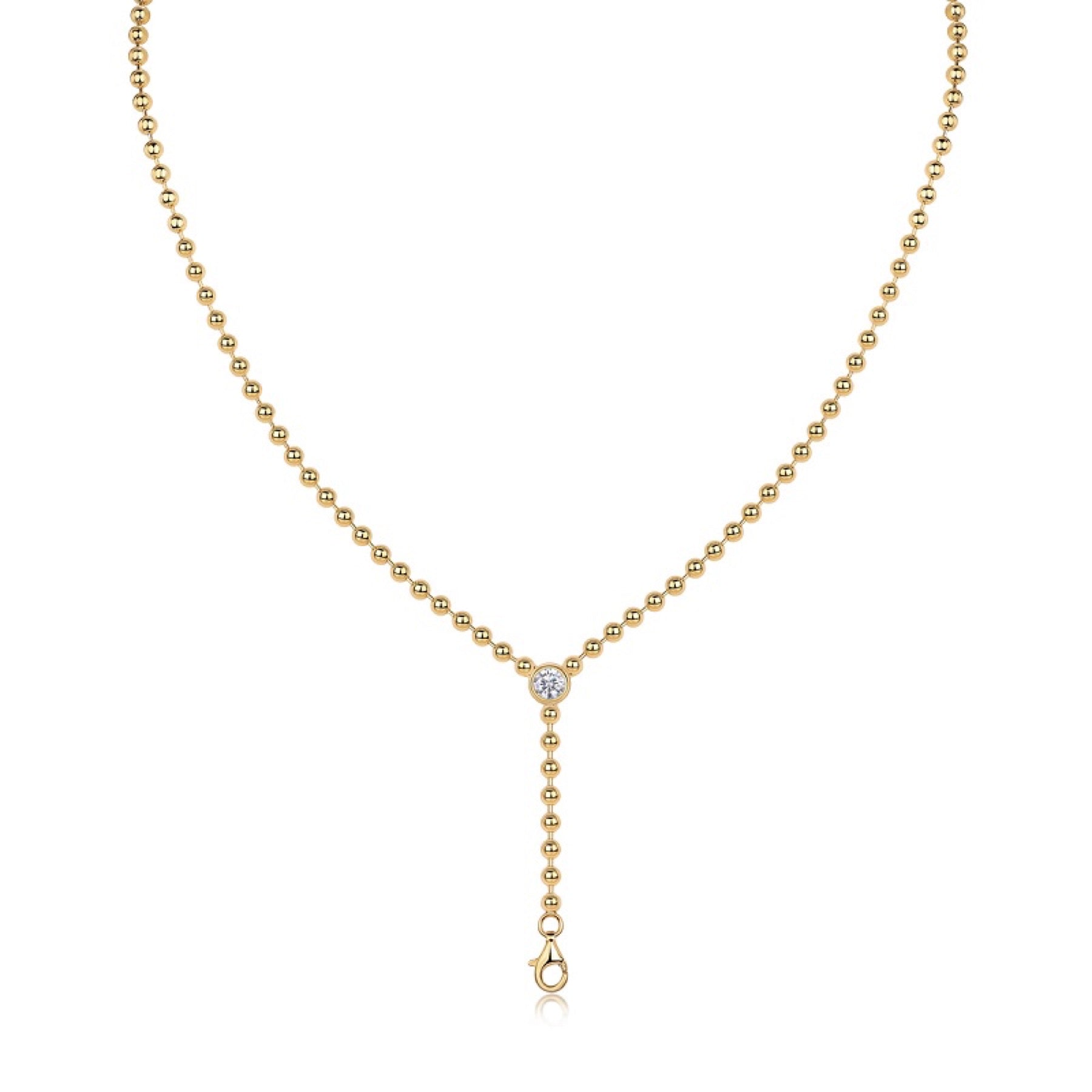 Interlace Moissanite Beaded Lariat Necklace in Gold-Tone Sterling Silver