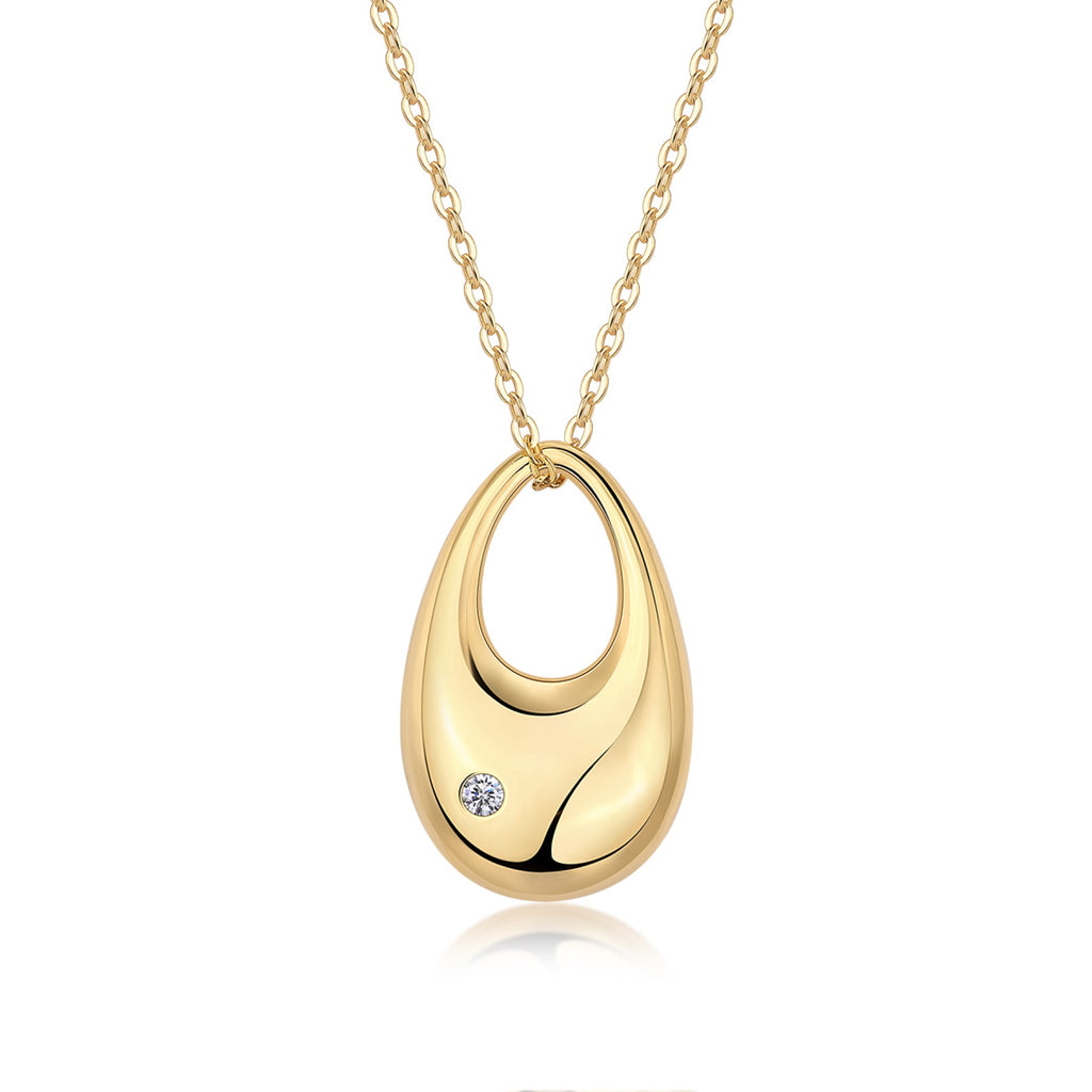 Dusk Moissanite Dome Teardrop Pendant Necklace in Gold-Tone Sterling Silver