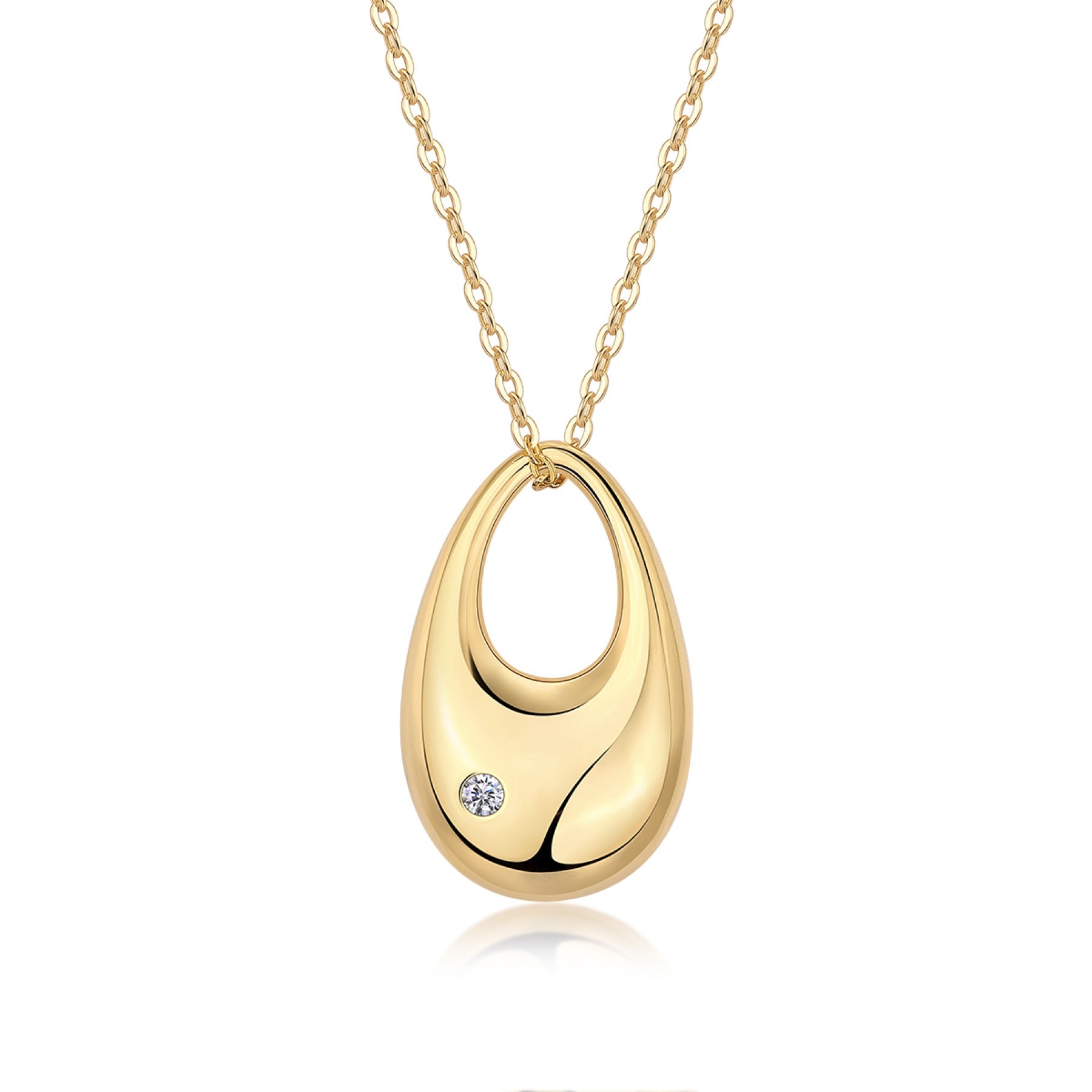 Dusk Moissanite Dome Teardrop Pendant Necklace in Gold-Tone Sterling Silver