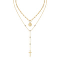 Sanctify Moissanite Layered Cross Necklace in Gold-Tone Sterling Silver